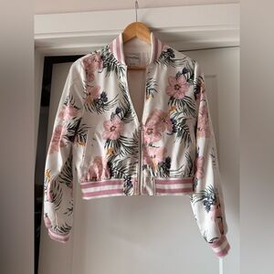 Privacy Please Pink Floral Bomber Jacket